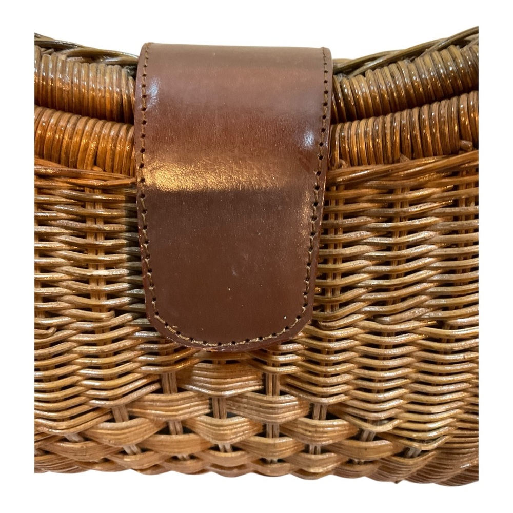 H&M Women’s Retro Look Bright Brown Wicker Rattan Purse Handbag - Picture 10 of 16